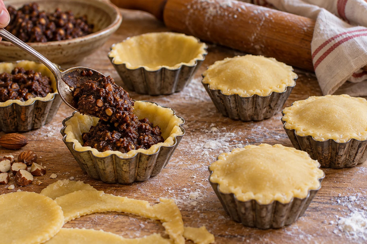 Preparazione dei bocconotti negli stampini